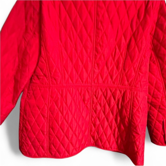 Chicos Red Quilted Mid Length Jacket Womens Size 1 (US 8/10) with gold accents. - Picture 2 of 5